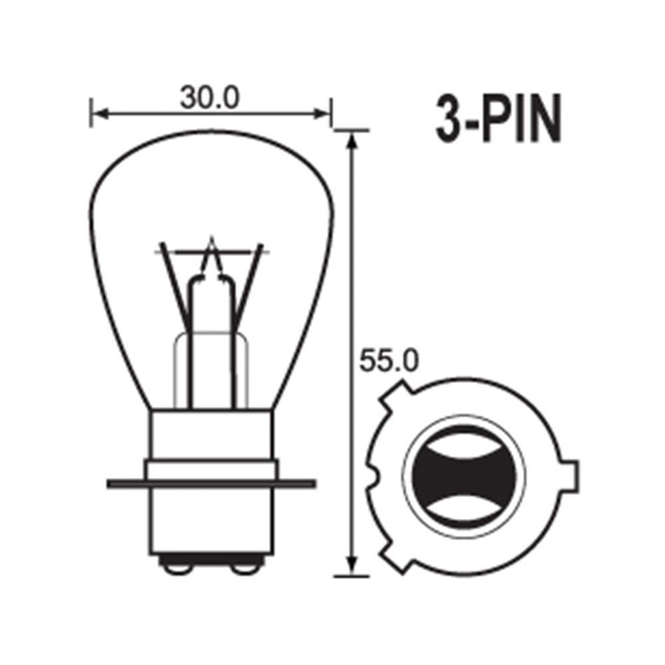 BULB - HEADLIGHT 6V 35/35W - P15D-3 1
