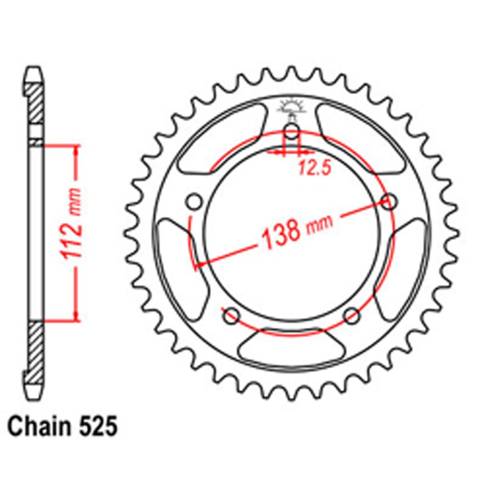 REAR SPROCKET - STEEL 42T 525P 1