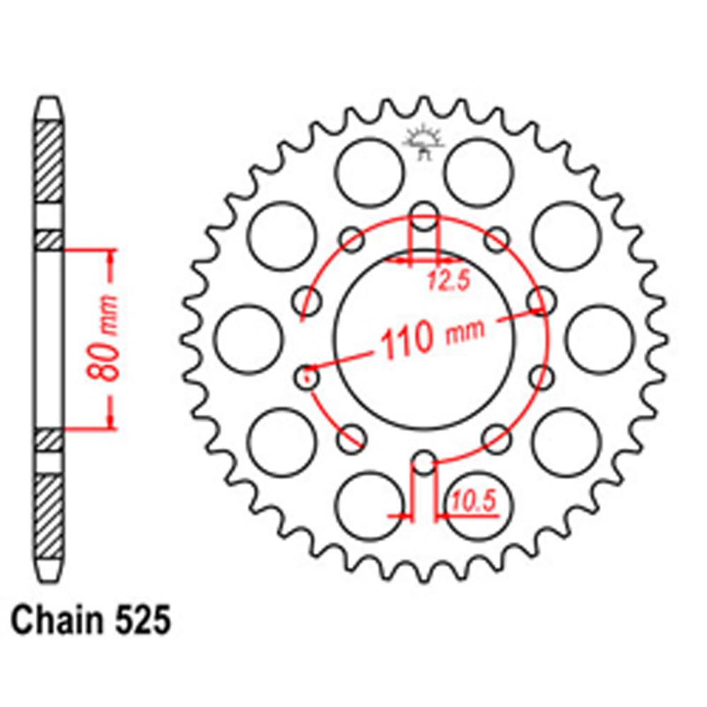 REAR SPROCKET - STEEL 44T 525P D/D 1