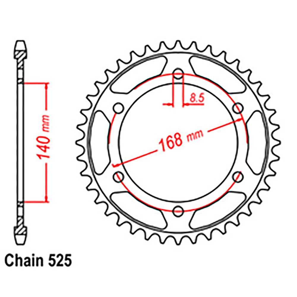 REAR SPROCKET - STEEL 41T 525P 1