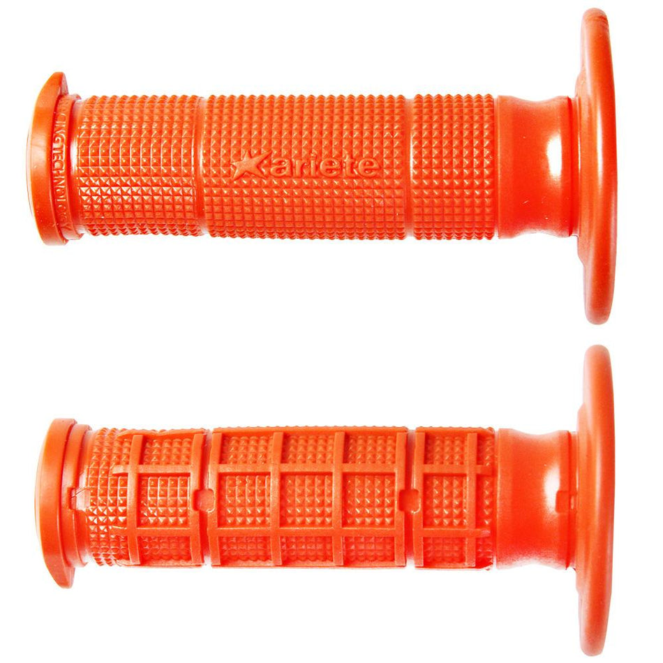 ARIETE MOTORCYCLE HAND GRIPS - MX - UNITY HALF WAFFLE - ORANGE 1