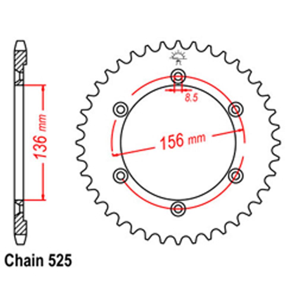 REAR SPROCKET - STEEL 48T 525P 1