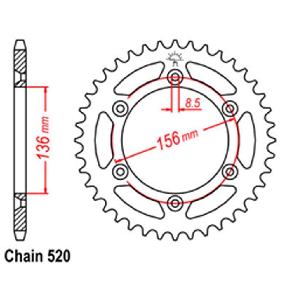 REAR SPROCKET - STEEL 52T 520P 1