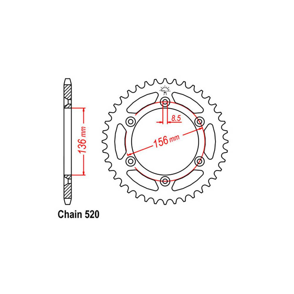 REAR SPROCKET - STEEL 53T 520P 1
