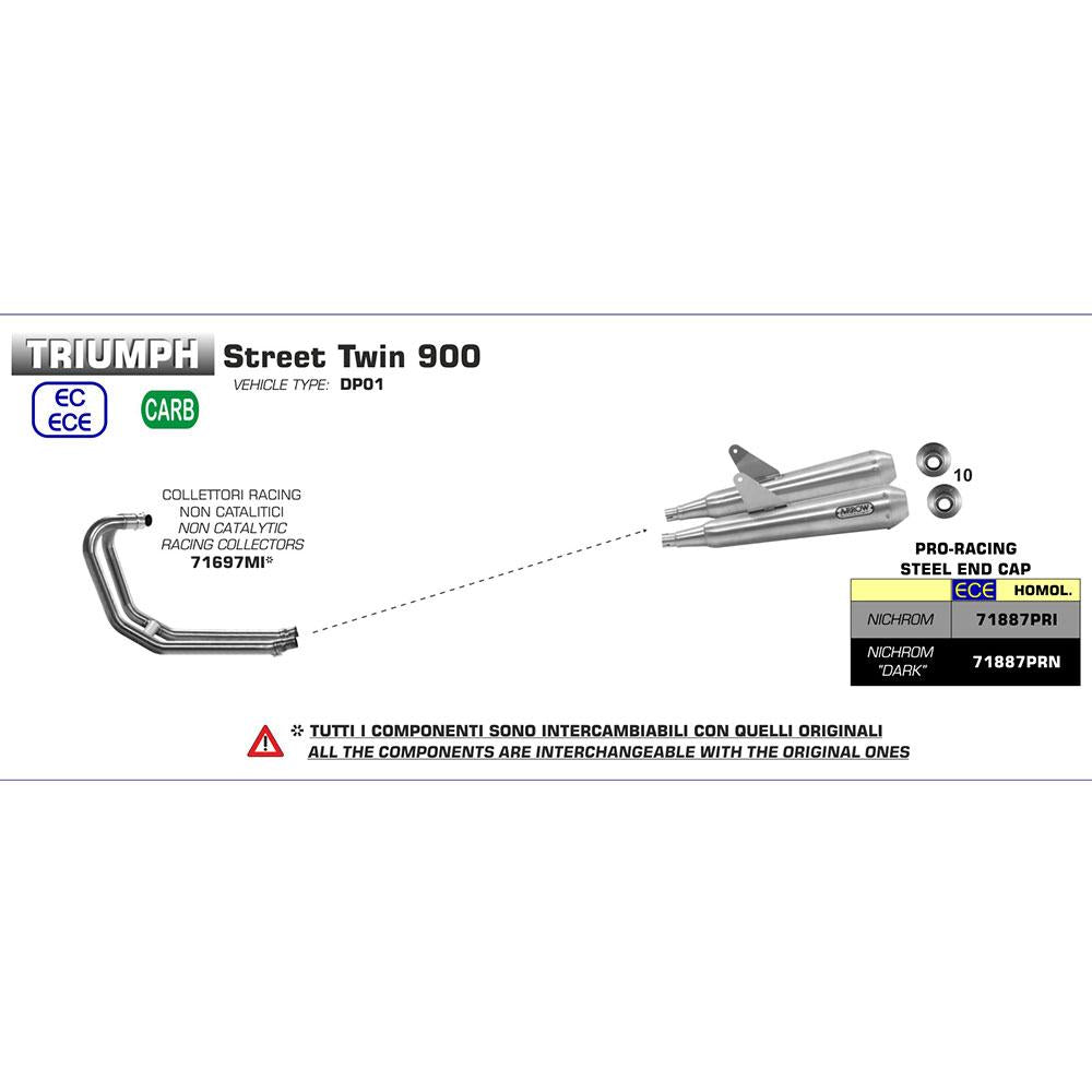 SPC - ARROW 71887PRI Silencer :- SIL SET PRO-RACING NICHROM SLV - STR TWN17>19 2