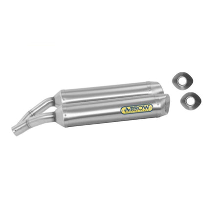ARROW 71687AO Silencer Set :- THUNDER L&R Aluminium Silver with SteelL End Cap YAMAHA YZF R1 1