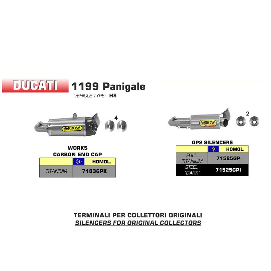 ARROW 71836PK Silencer :- WORKS SET TITANIUM W CBN E/C - DUC 899/1199 P/G 2