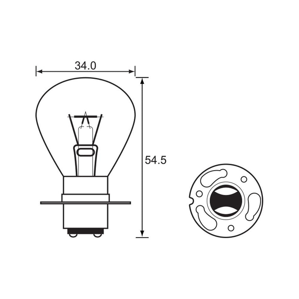 BULB - HEADLIGHT 6V 25/25W - P15D 1