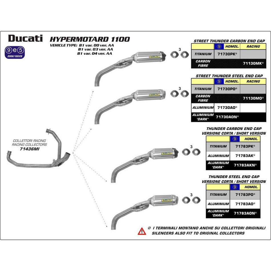 SPC- ARROW Silencer 71130MO [AOE]: THUNDER L&R CBN W ST E/C - D/HYPERMTD 1100 07>13 2