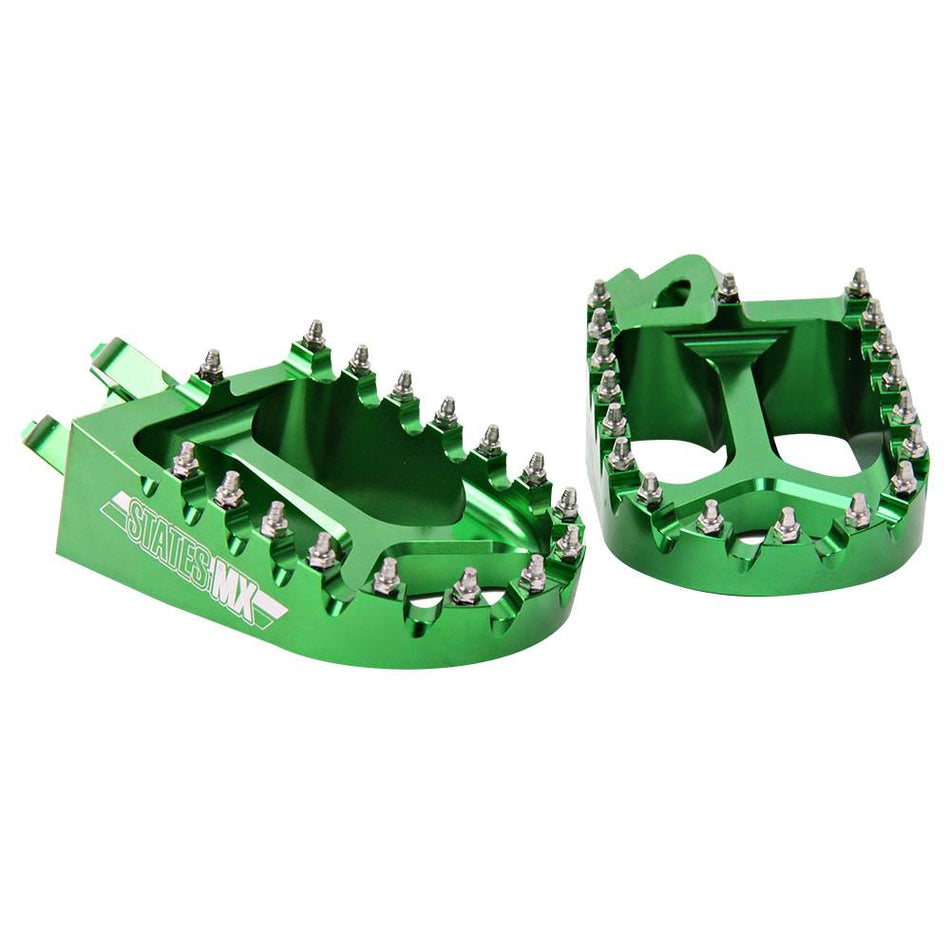 STATES MX S2 ALLOY OFF ROAD FOOTPEGS - KAWASAKI - GREEN 1