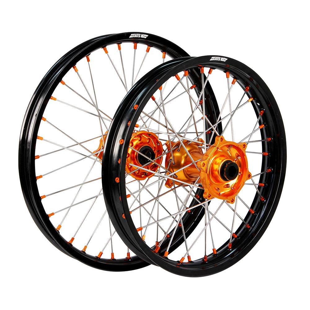 STATES MX WHEEL SET KTM SX 2013 21" FRONT/19" REAR - BLACK/ORANGE 1