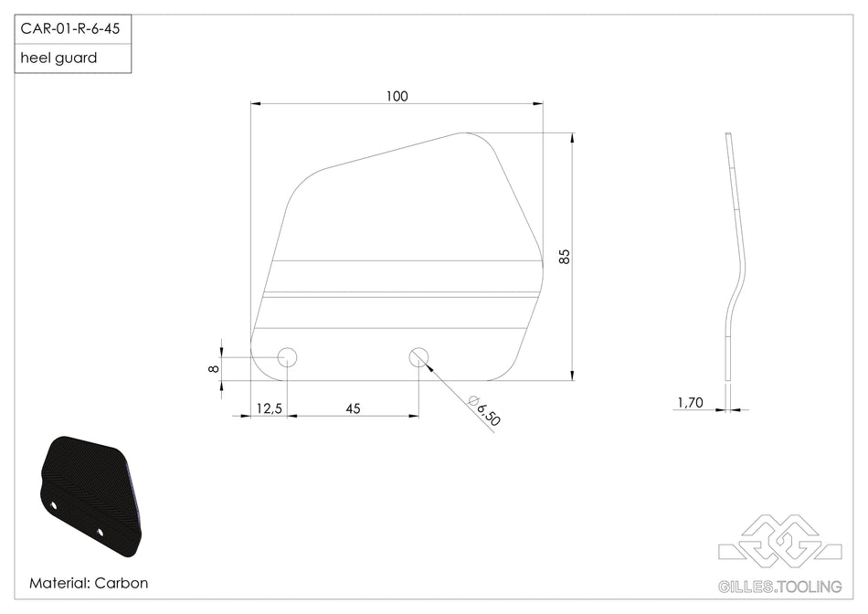 Gilles Tooling Heel protection right, CAR01-R-6-45 - 1 - Image
