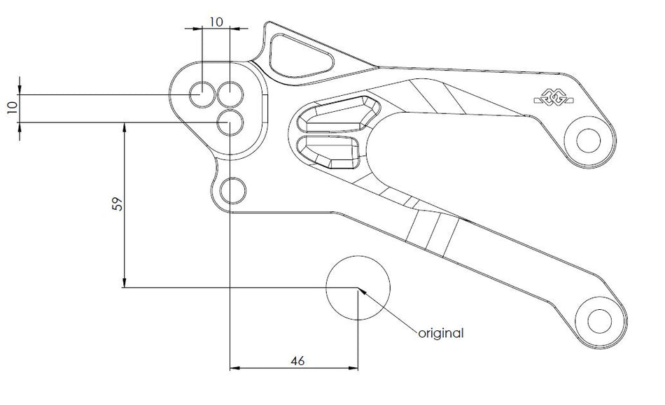 Gilles Tooling Footrest system FXR black, FXR-Y05-CUP-B - 1 - Image