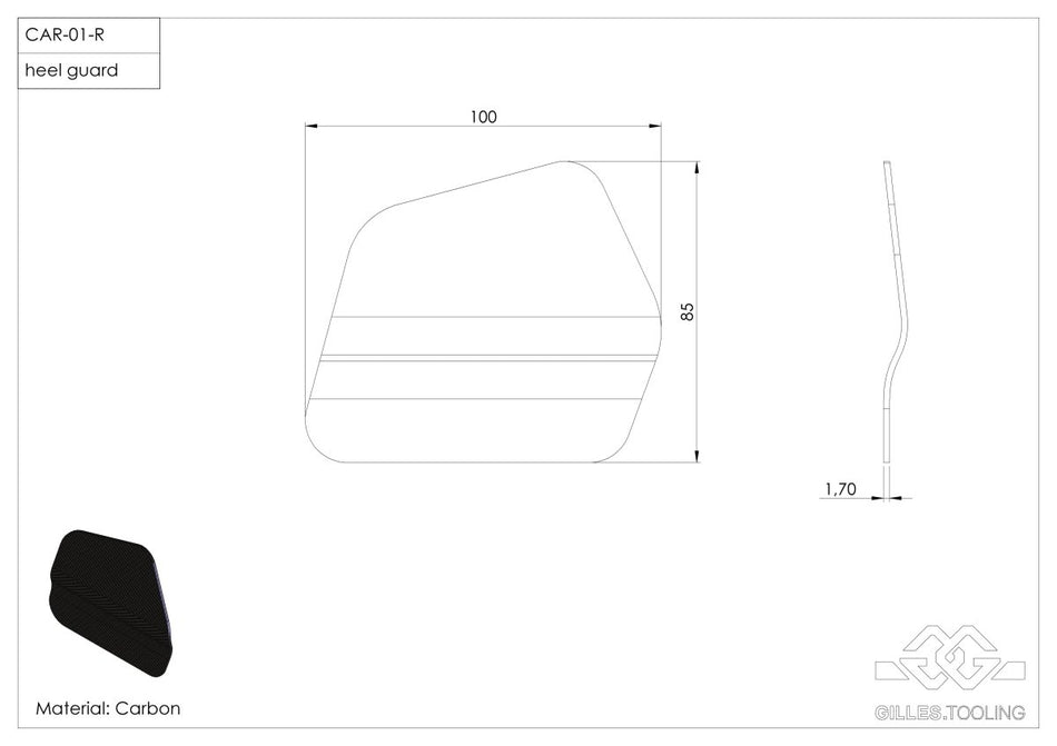 Gilles Tooling Heel protection right without hole, CAR01-R - Gilles Tooling - CAR01-R