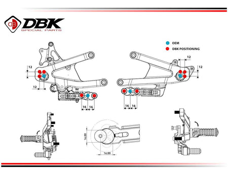 PRV402 - PANIGALE V4 MY25 ADJUSTABLE SBK REARSETS - DBK Special Parts - 3