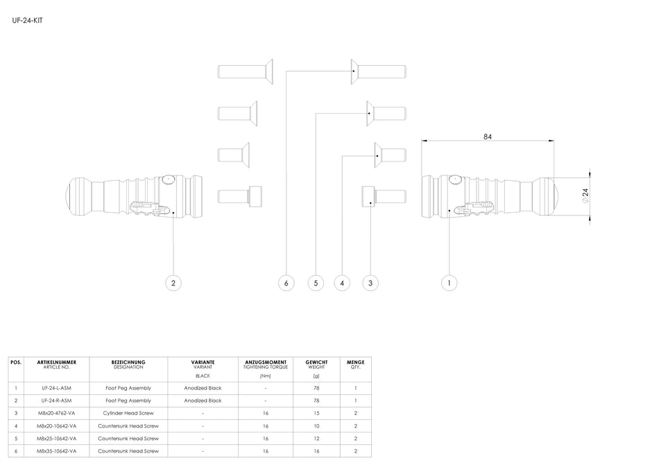 Gilles Tooling Folding latches vers.1 black, UF-24-KIT.b - 2 - Image