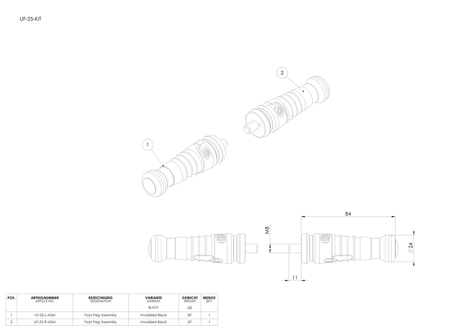 Gilles Tooling Folding latches vers.2 black, UF-25-KIT.b - 2 - Image