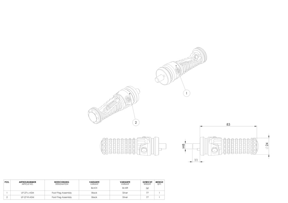 Gilles Tooling Folding latch kit black, Vers. 3, UF-27-KIT-B - 2 - Image