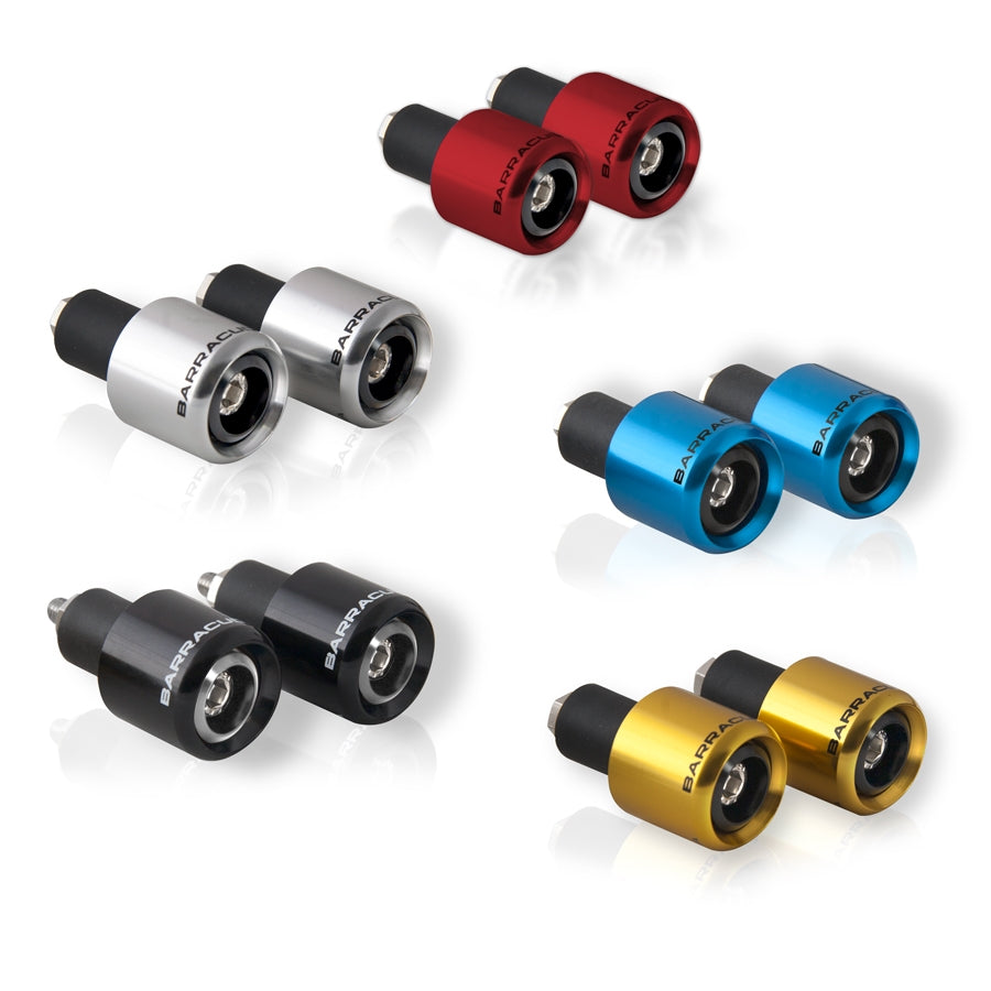 Pair of Barracuda Bar Ends in multiple anodised aluminium colors for universal motorcycle handlebar fit.